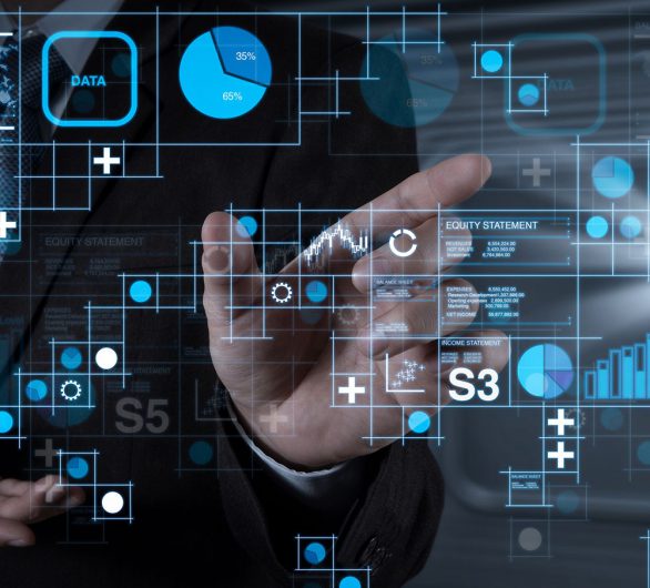 businessman hand working with touch screen Financial report data of business operations (balance sheet and income statement and diagram) as Fintech concept.businessman hand working with touch screen in action